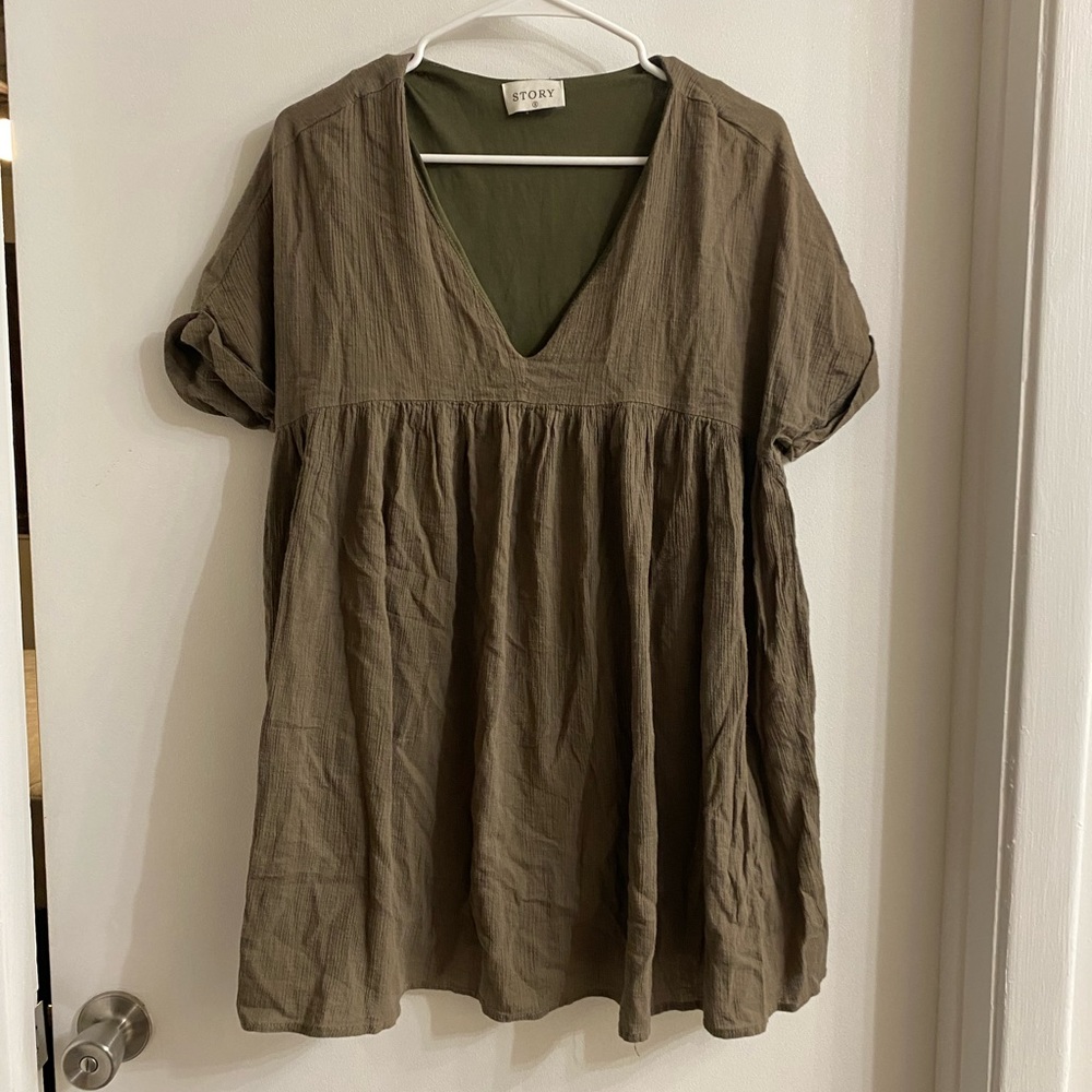 Story of My Dress olive green babydoll dress size small